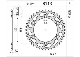 Corona Trasmissione in Acciaio OgniBene Passo 428 Z 54 Denti - 36.8113.054 Quantità Limitata