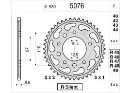 Corona Trasmissione in Acciaio OgniBene Passo 530 Z 45 Denti - 36.5076.045 Popolare