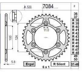 Corona Trasmissione in Lega OgniBene Passo 520 Z 37 Denti - 367084337 Prezzo Di Fabbrica