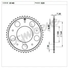 Corona Trasmissione in Acciaio OgniBene Passo 525 Z 47 Denti - 36.8140.047 Offerta Speciale