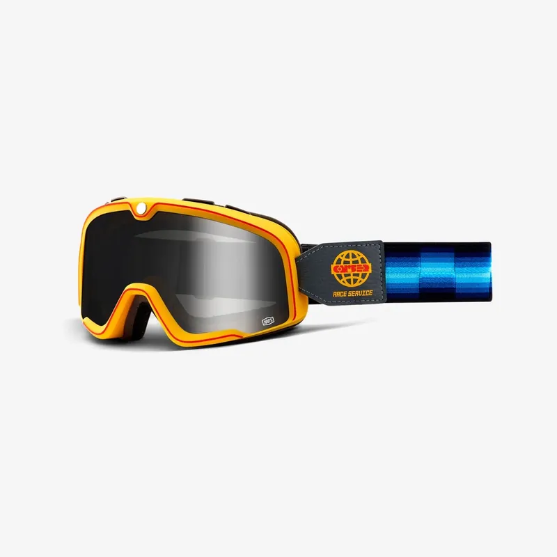 100% maschera moto cross / MTB BARSTOW gialla con lente a specchio argento Super Prezzo