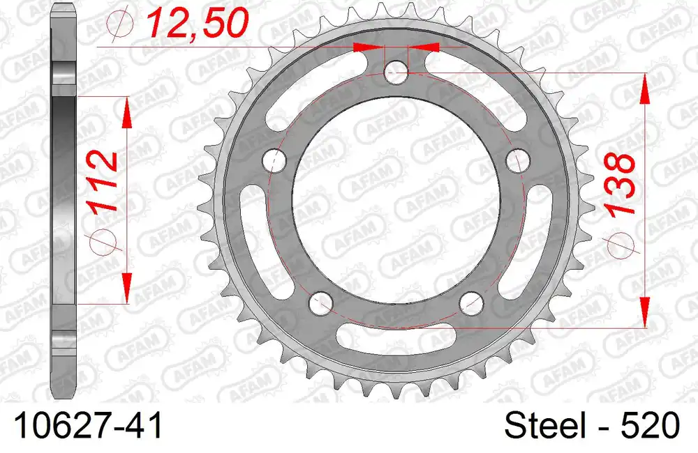 Corona AFAM 10627-41 in acciaio passo 520 HONDA CB 500 F 2013 -2016 Soddisfatti O Rimborsati