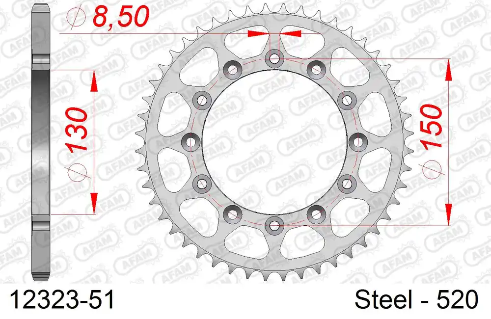 Acquista Ora Corona AFAM 12323-51 in acciaio passo 520 FANTIC XEF 250 2021 -2022
