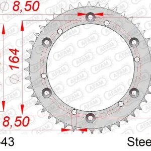 Occasione Imperdibile Corona AFAM 12500-43 in acciaio passo 520 YAMAHA DT 400 MX 1977  -1978
