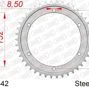 Corona AFAM 12503-42 in acciaio passo 530 YAMAHA SR 500 1978  -1990 Promozione