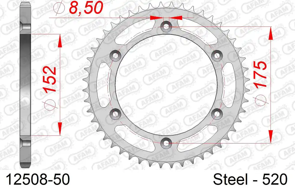 Offerta Corona AFAM 12508-50 in acciaio passo 520 YAMAHA YZ 125 1994 -1996
