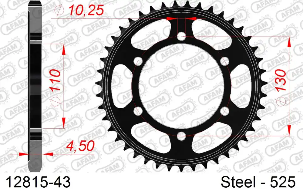 Corona AFAM 12815-43 in acciaio passo 525 SUZUKI GSX-R 600 2011 -2017 Promozione