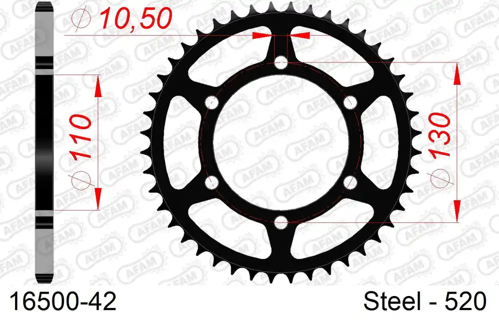 Corona AFAM 16500-42 in acciaio passo 520 KAWASAKI GPX 250 R 1986 -1987 Reso Gratuito