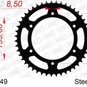 Corona AFAM 35304-49 in acciaio passo 520 APRILIA 6,5 MOTO 6.5 1995 -2001 Promozione