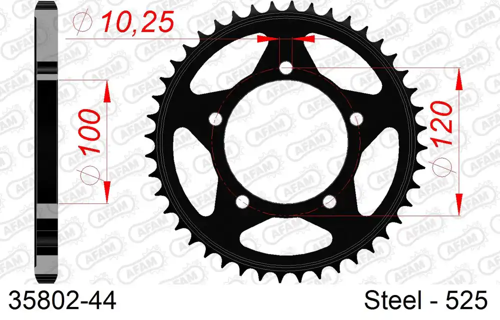 Corona AFAM 35802-44 in acciaio passo 525 APRILIA 750 GT SHIVER 2009 -2010 Occasione