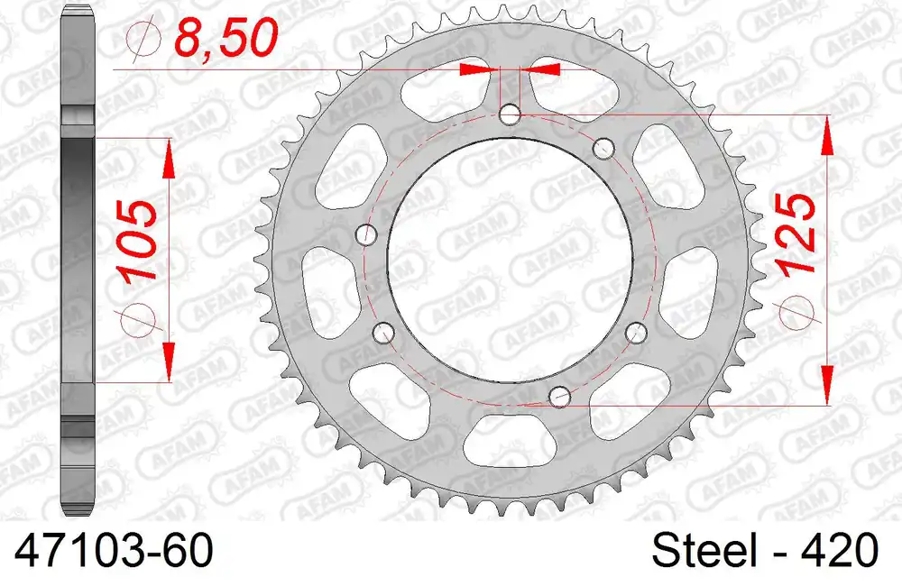 Corona AFAM 47103-60 in acciaio passo 420 MALAGUTI XSM 50 SUPER MOTARD 2007 -2008 Spedito Oggi
