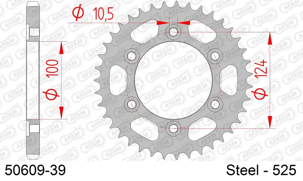 Corona AFAM 50609-39 in acciaio passo 525 DUCATI 1000 GT 2006 -2010 Bestseller
