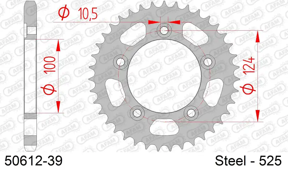 Pagamento Sicuro Corona AFAM 50612-39 in acciaio passo 525 DUCATI 749 DARK 2004 -2006