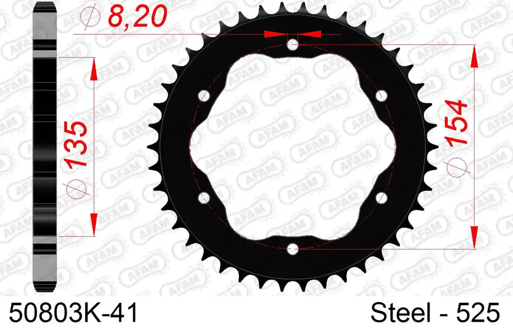 Di Tendenza Corona AFAM 50803K-41 in acciaio passo 525 nera DUCATI V4 1100 PANIGALE 2018 -2022