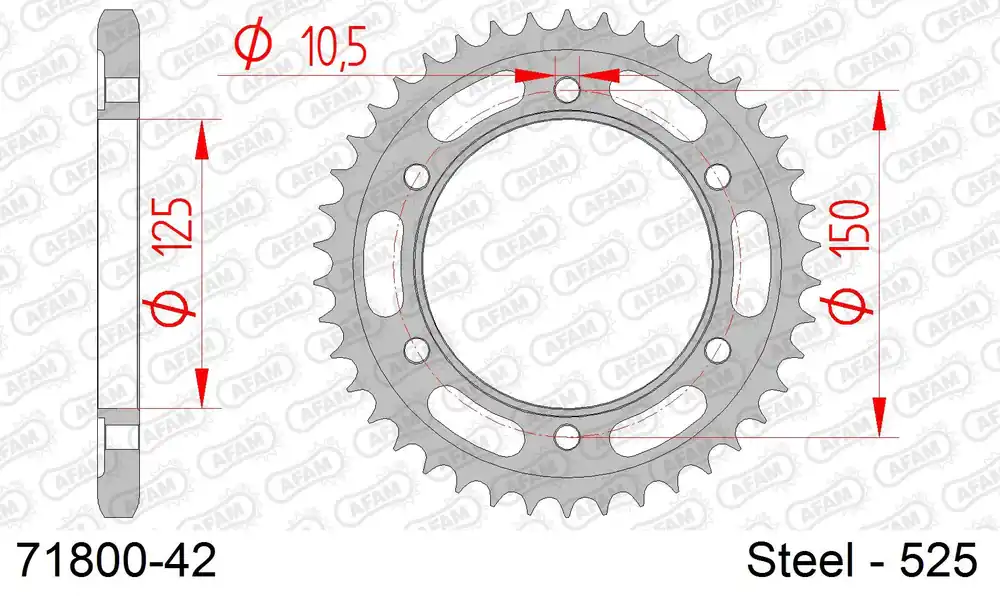 Corona AFAM 71800-42 in acciaio passo 525 KTM 1050 ADVENTURE 2015 -2016 Popolare