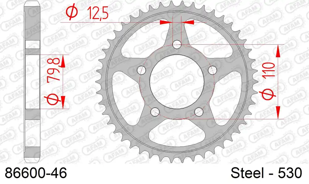 Corona AFAM 86600-46 in acciaio passo 530 TRIUMPH 1000 TROPHY 1992 Economico