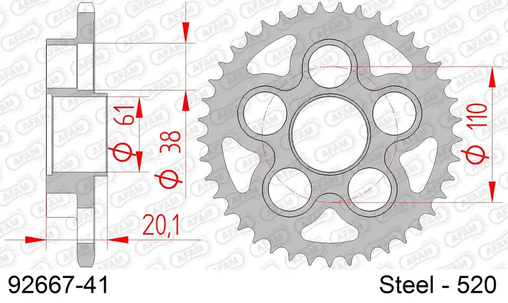Corona AFAM 92667-41 in acciaio passo 520 MV AGUSTA F4 750 AGO 2004 Miglior Prezzo