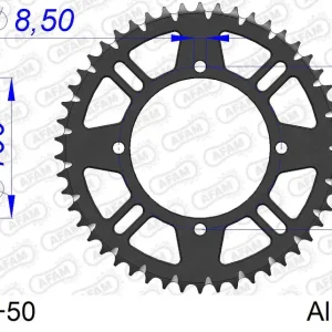 Corona AFAM 17104+50 in all. passo 420 KAWASAKI KX 85 17-14 2003 -2023 Popolare