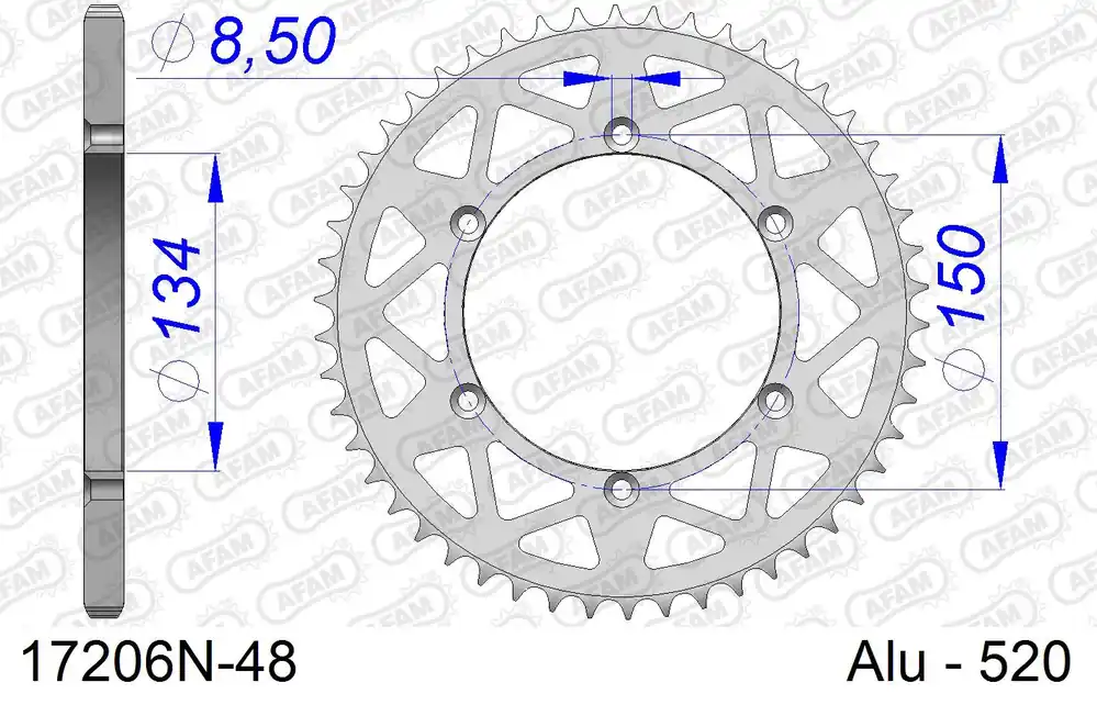 Prezzo Conveniente Corona AFAM 17206N-48 in all. passo 520 KAWASAKI KX 125 1990 -1999
