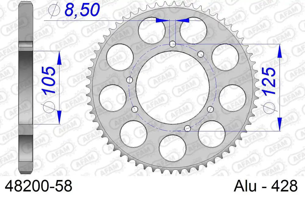 Compra Oggi Stesso Corona AFAM 48200-58 in all. passo 428 HM-HONDA CRM F 125 RR 4T 2011 -2016