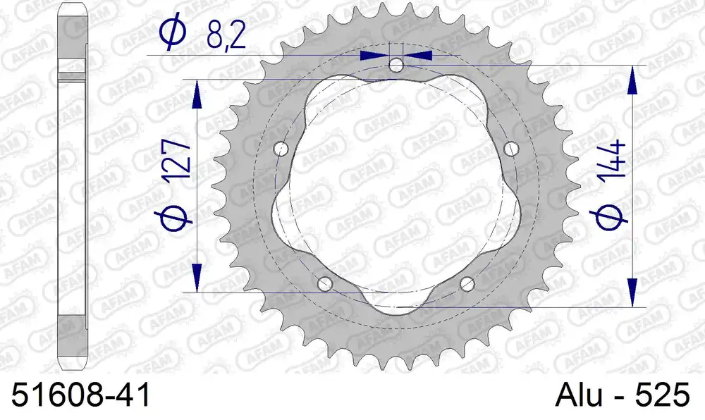 Corona AFAM 51608-41 in all. passo 525 DUCATI 1000 S2R MONSTER 2007 -2008 Spedizione Gratuita