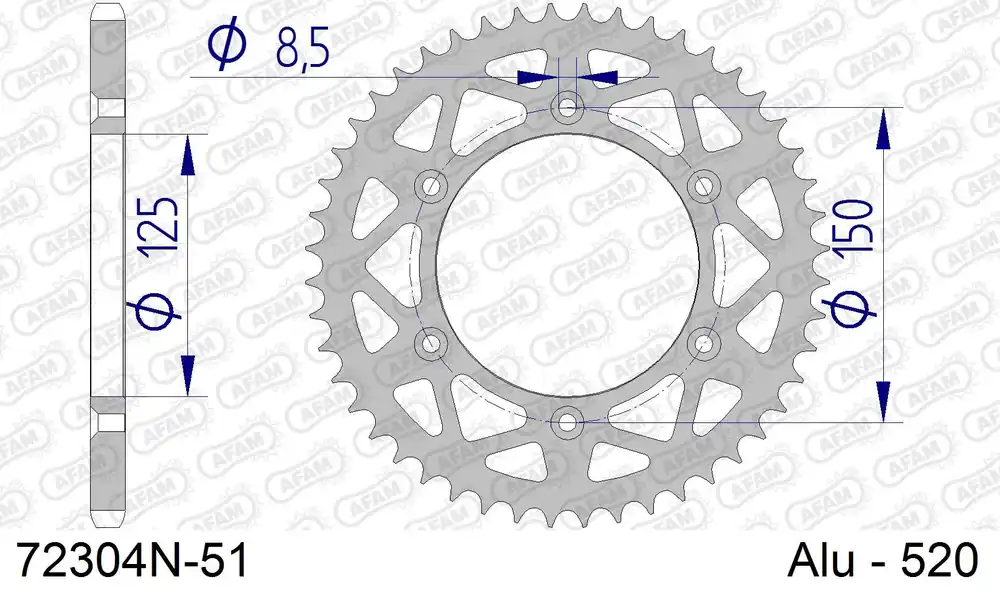 Corona AFAM 72304N-51 in all. passo 520 GAS-GAS MC 125 2021 -2023 Offerta Del Giorno