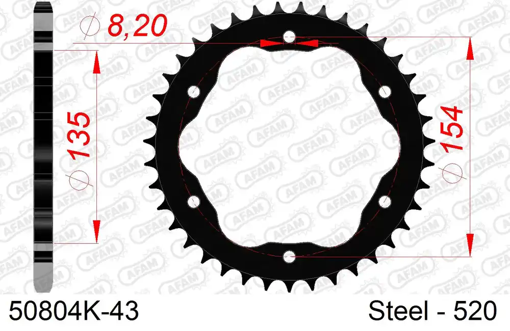 Solo Oggi Corona AFAM 50804K-43 In Acc Passo 520 DUCATI PANIGALE 955 V2 (FOR SPROCKET CARRIER PCD5) 2020 -2022