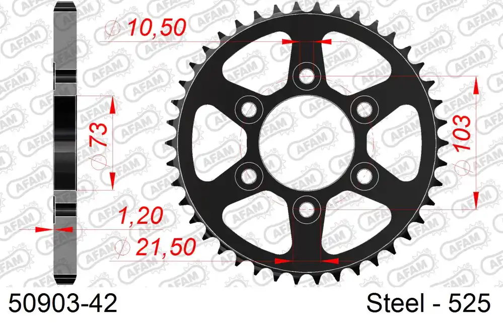 Corona AFAM acciaio50903-42 Passo 525 DUCATI V4 1158 MULTISTRADA (FOR SPROCKET CARRIER PCD4) 2021 Di Tendenza
