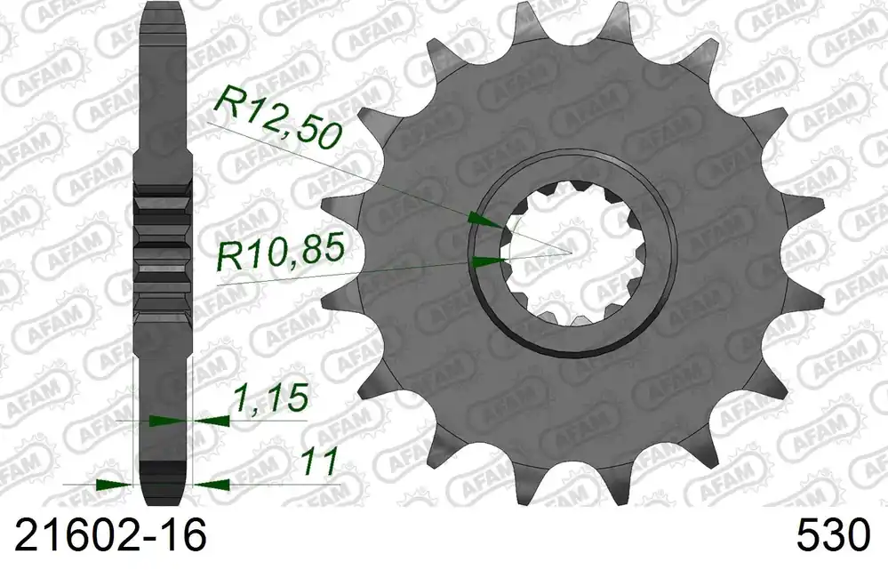 Ultime Pezzi Pignone AFAM 21602-16 passo 530 YAMAHA FZR 1000 GENESIS 1987 -1988