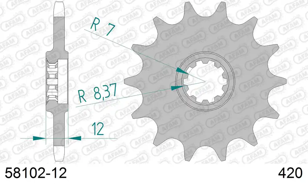 Prezzo Di Fabbrica Pignone AFAM 58102-12 passo 420 GAS-GAS EC 50 ROOKIE 2001 -2005