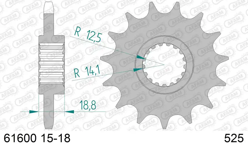 Pignone AFAM 61600NR-17 Passo 525 Con Gomma Antirumore APRILIA ETV 1000 CAPONORD 2001 -2003 Novità