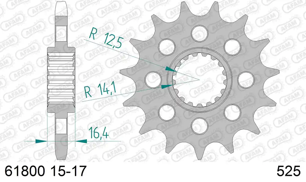 Economico Pignone AFAM 61800NR-17 Passo 525 Con Gomma Antirumore KTM 1050 ADVENTURE 2015 -2016