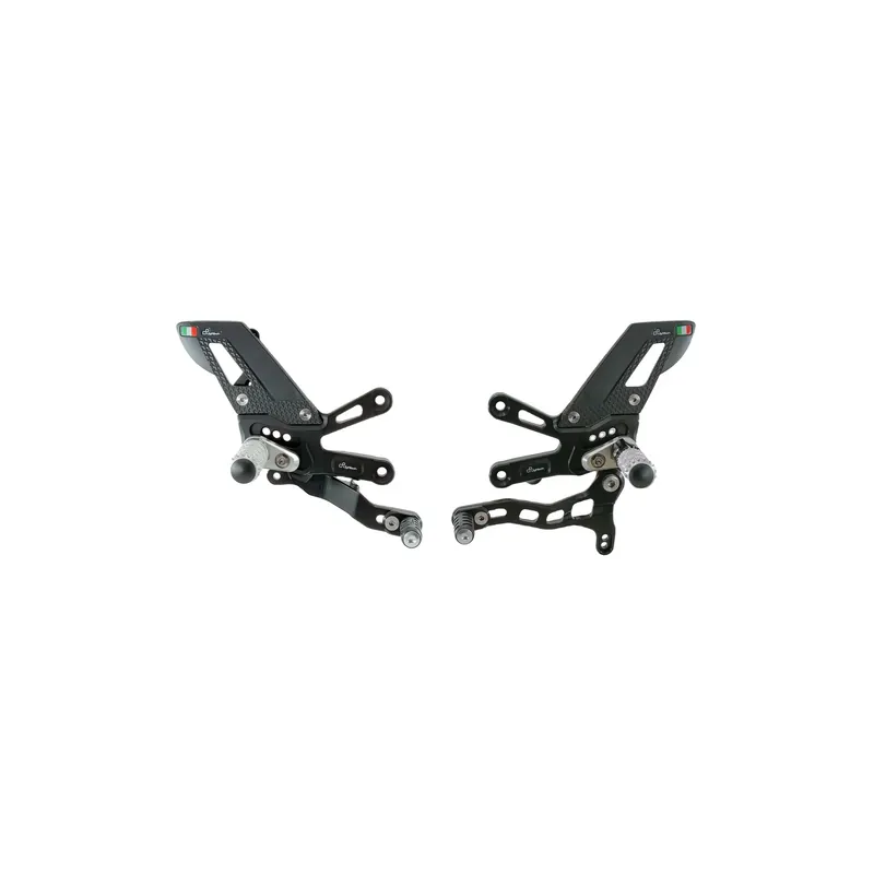 LIGHTECH Pedane Regolabili Con Poggiapiedi Snodati , Cambio Rovescio per Aprilia RSV4 2018 Offerta Lampo