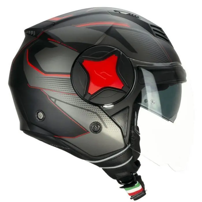 Occasione Imperdibile CASCO MOTO JET DOPPIA VISIERA CGM 169G ILLI MONO NERO / ROSSO OPACO